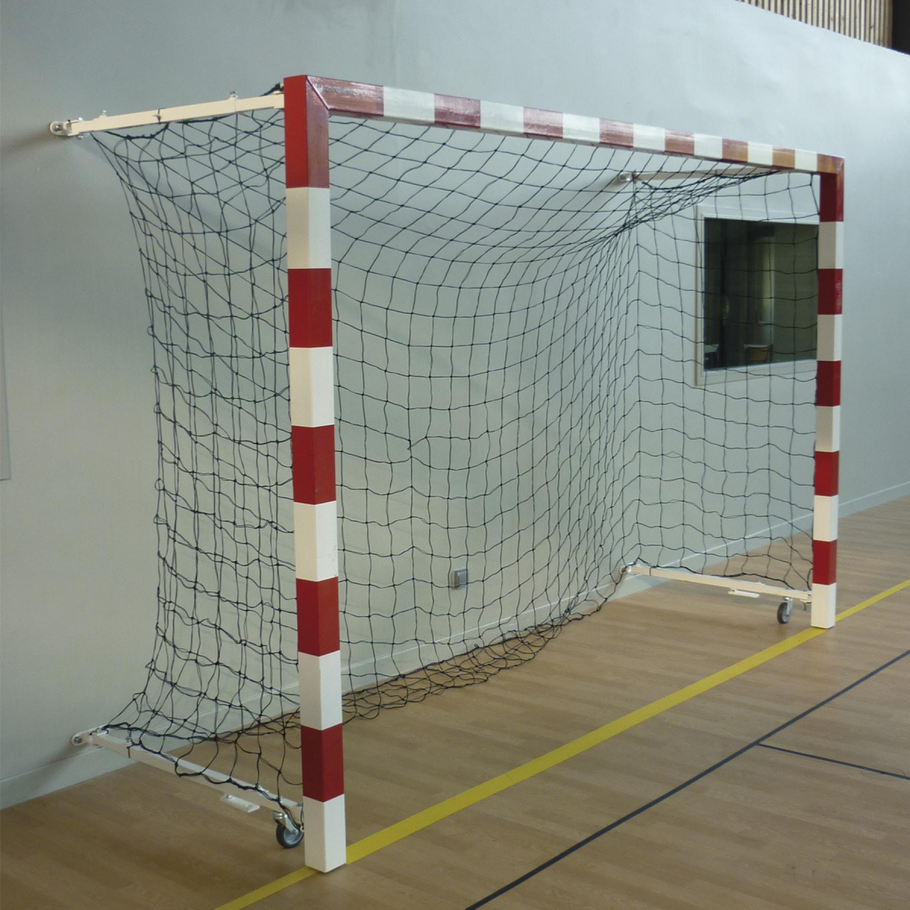 Pair of aluminium competition handball goals foldable on the wall 0.90 to 1.40m Sporti France