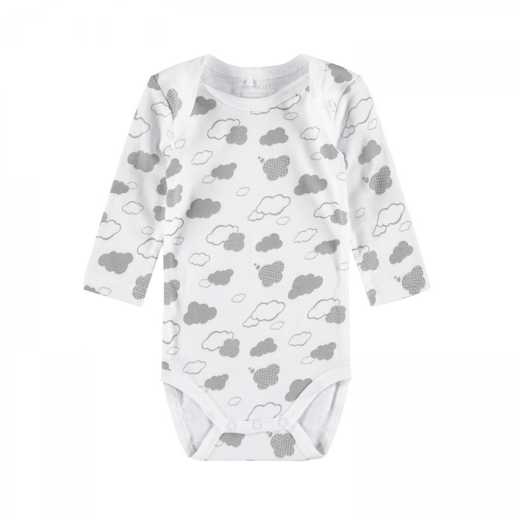 Set of 5 long sleeve baby bodysuits Name it Nuages