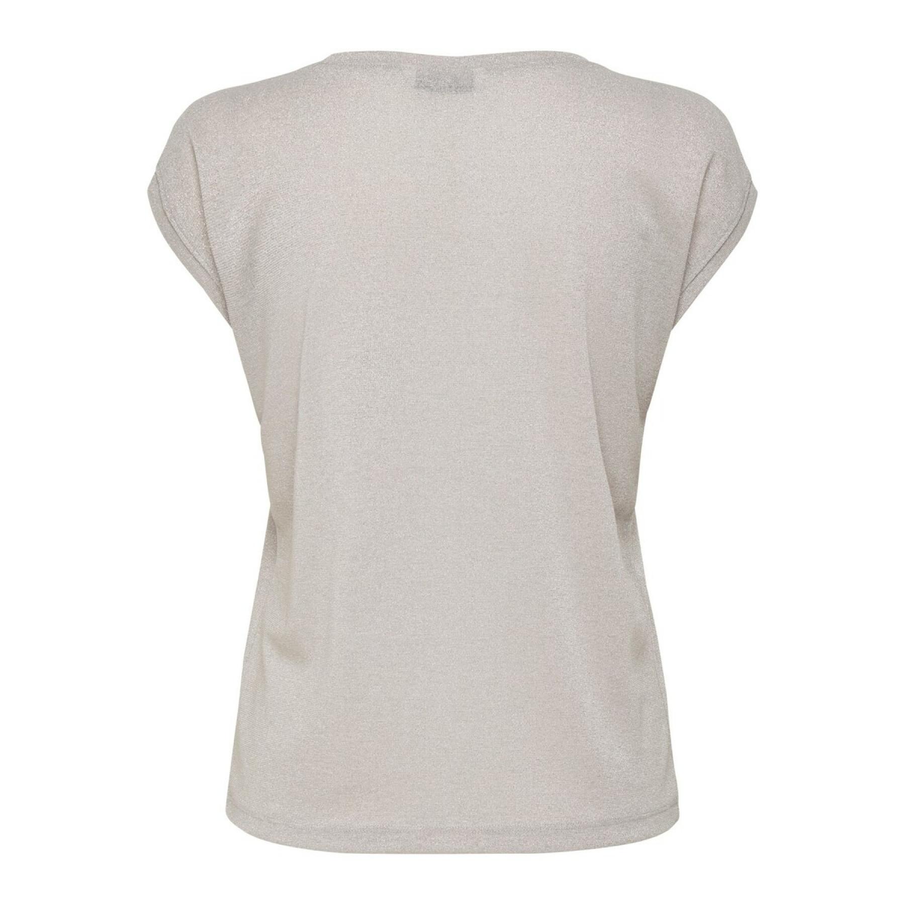 Women's T-shirt Only Silvery manches courtes col V lurex