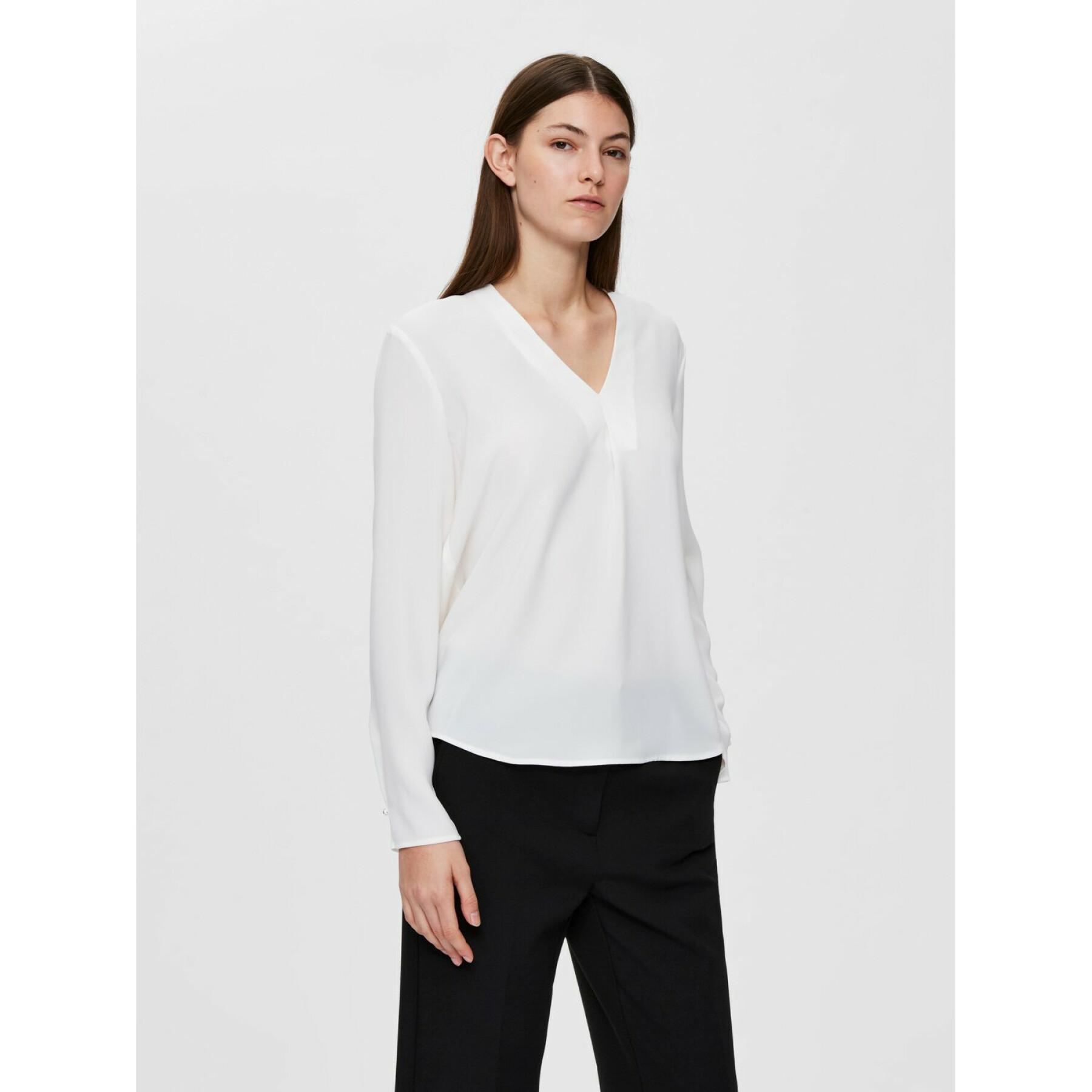 Women's long-sleeved v-neck T-shirt Selected Luna