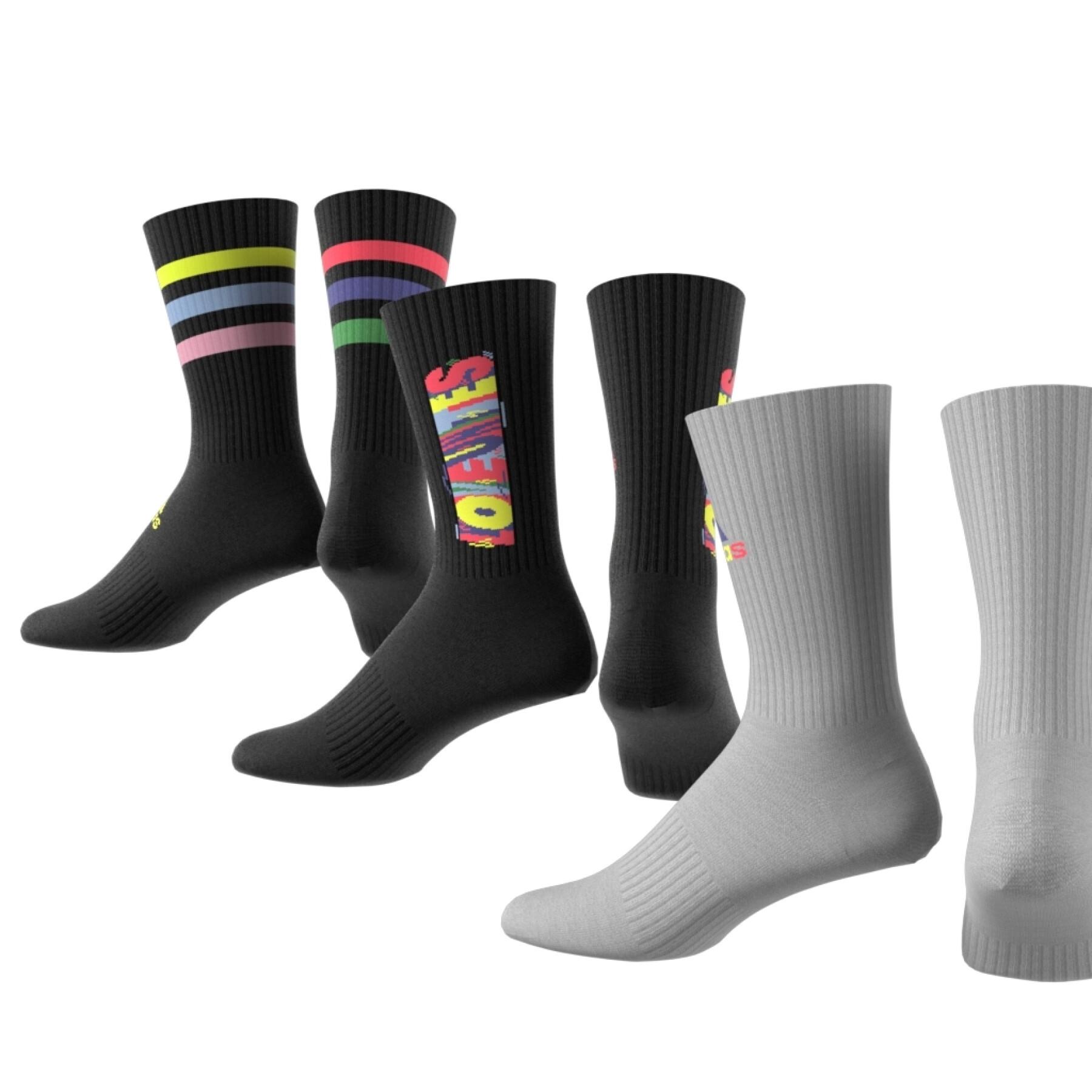 Pack of 3 pairs of mid-calf socks adidas Love Unites