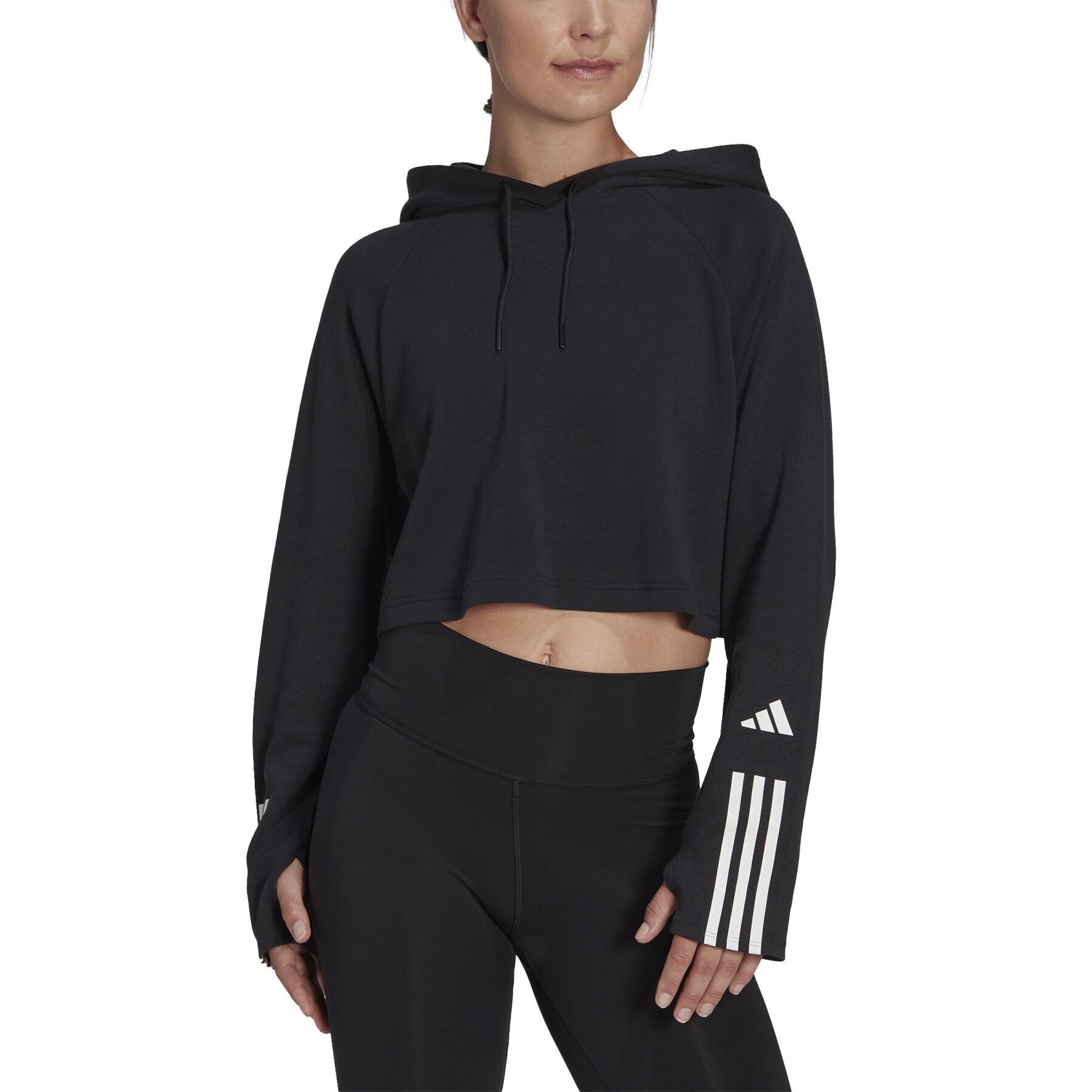 Sweatshirt cotton hoodie woman adidas Essentials 3-Stripes