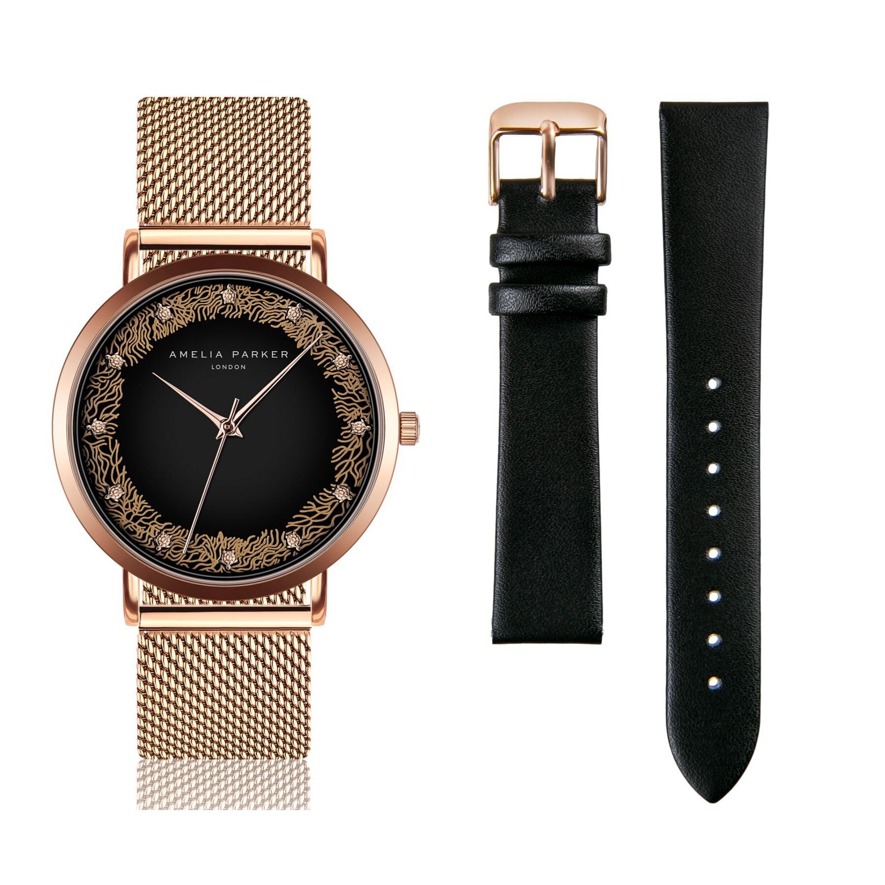 Women's watch and watchband Amelia Parker Coral