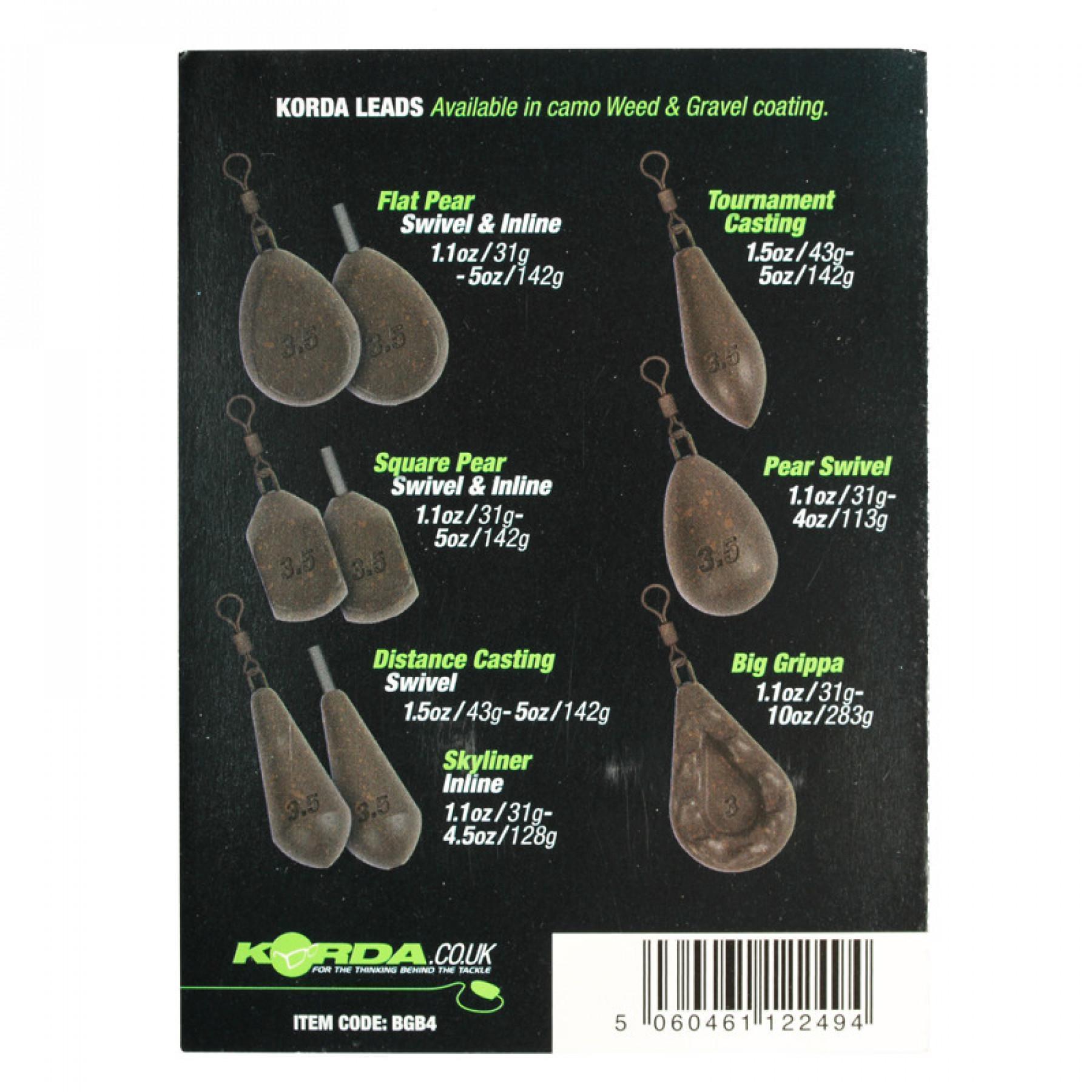 Pack of 5 Korda Textured Distance Casting Swivel Lead Weights 3.5oz 