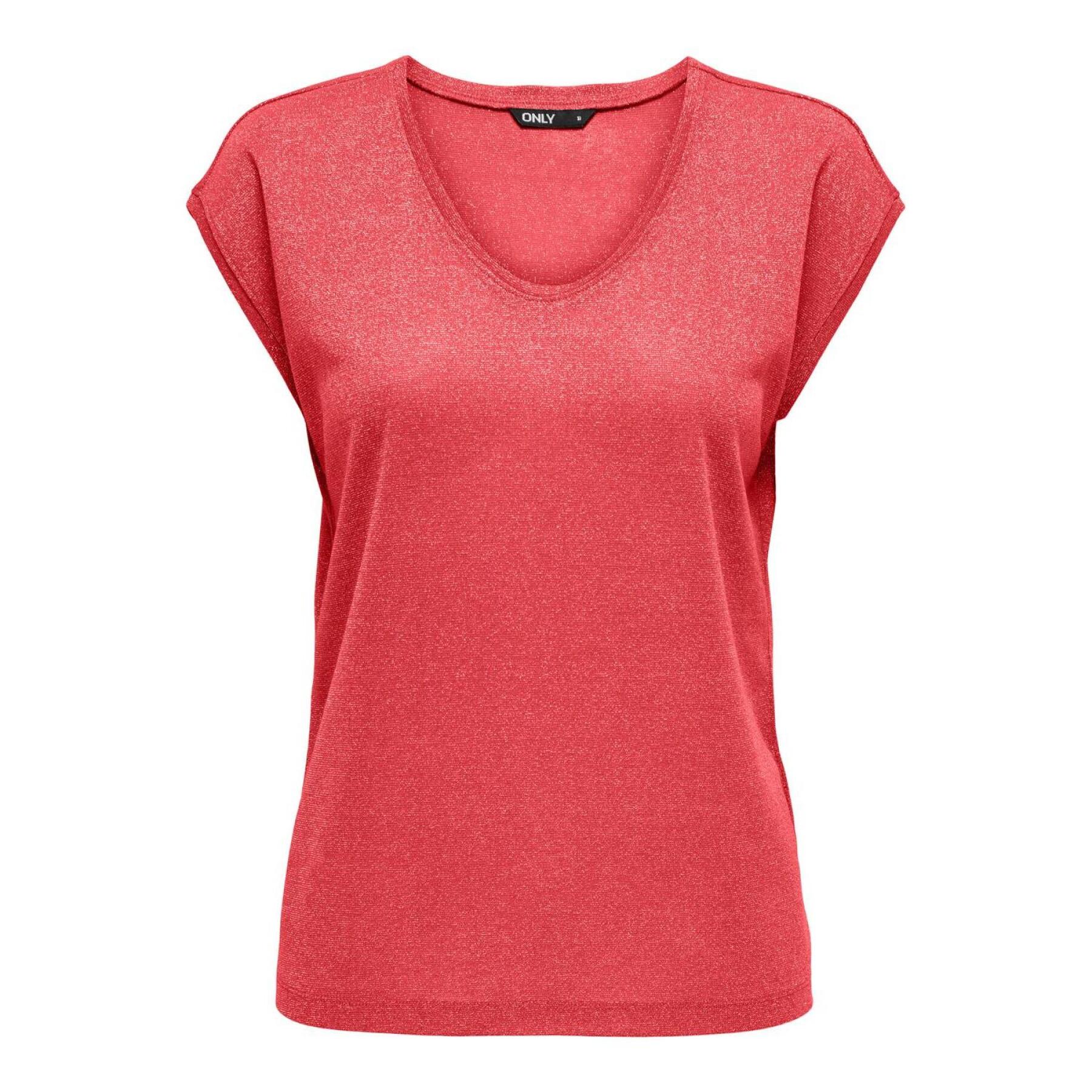 Women's v-neck T-shirt Only Silvery