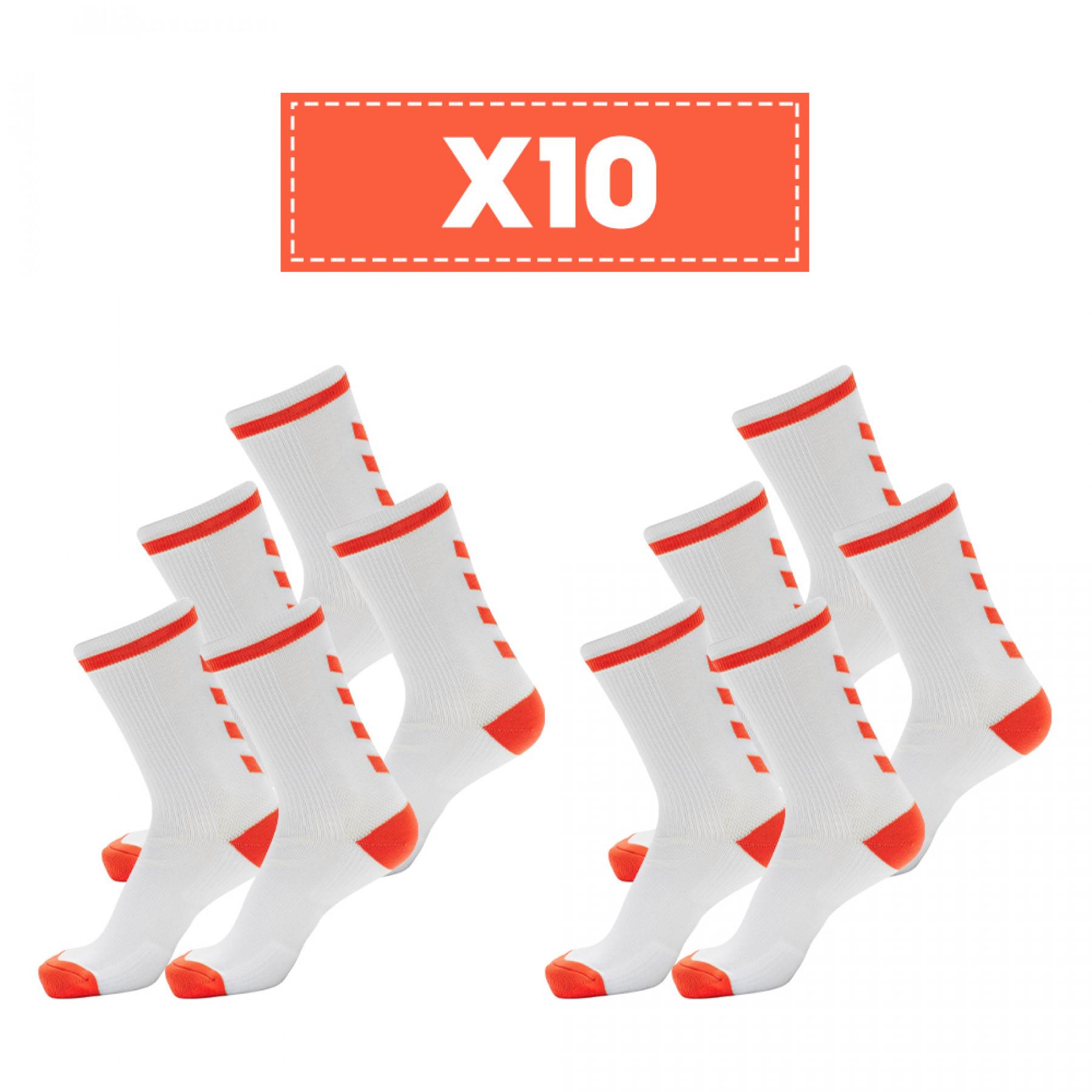 Pack of 10 pairs of light-coloured socks Hummel Elite Indoor Low