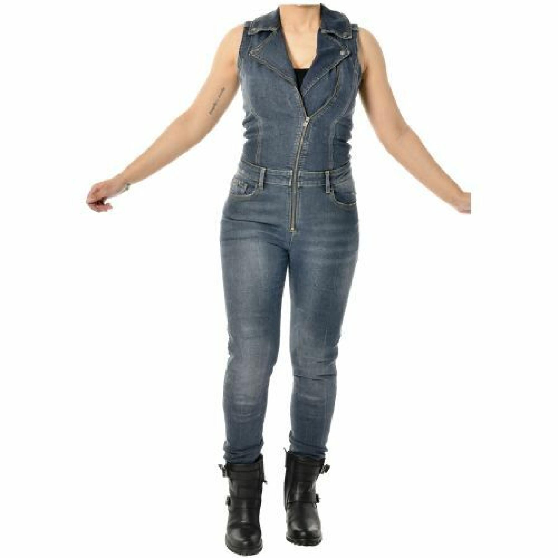 Washed motorcycle suit for women Overlap Maze