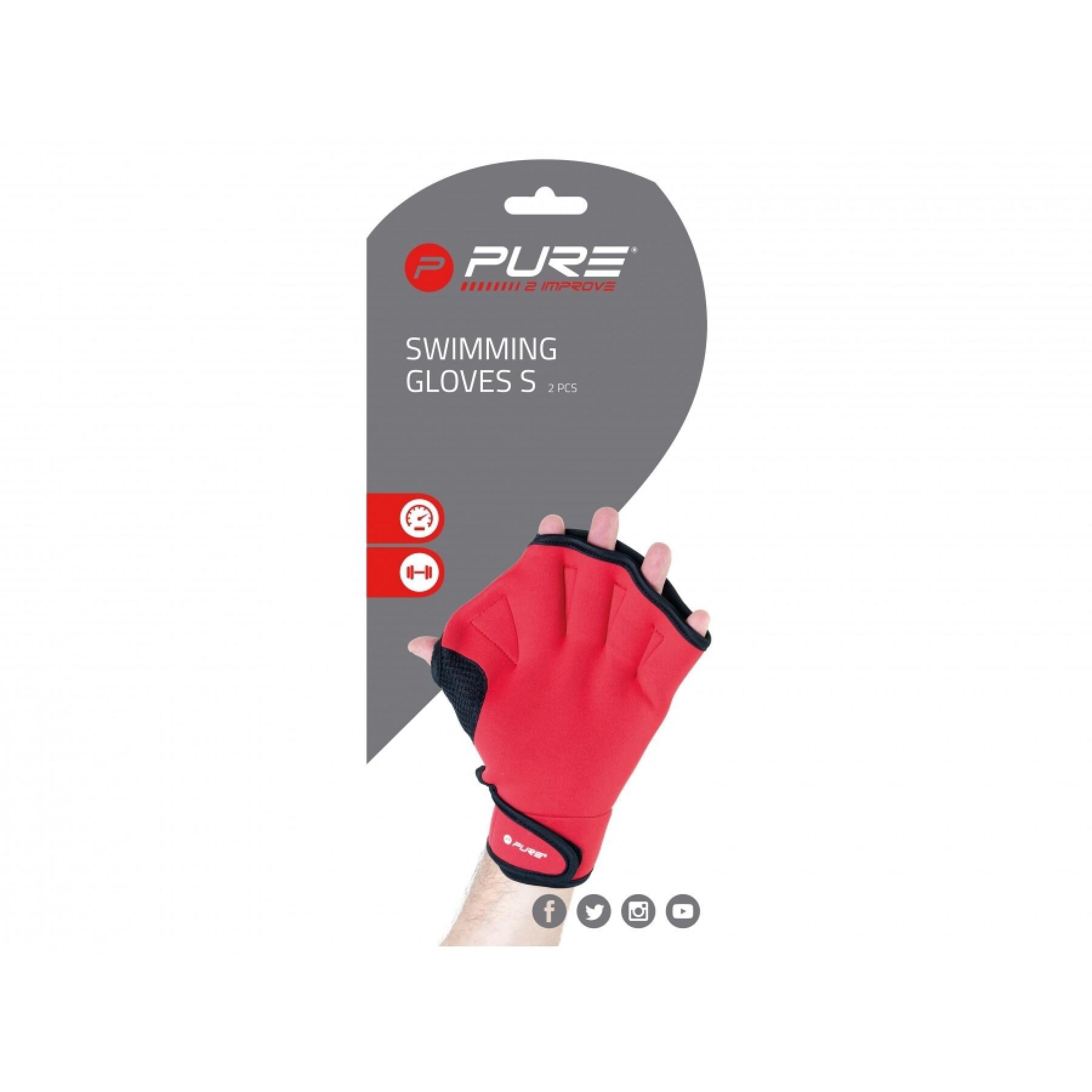 Set of 2 pairs of swimming gloves Pure2Improve