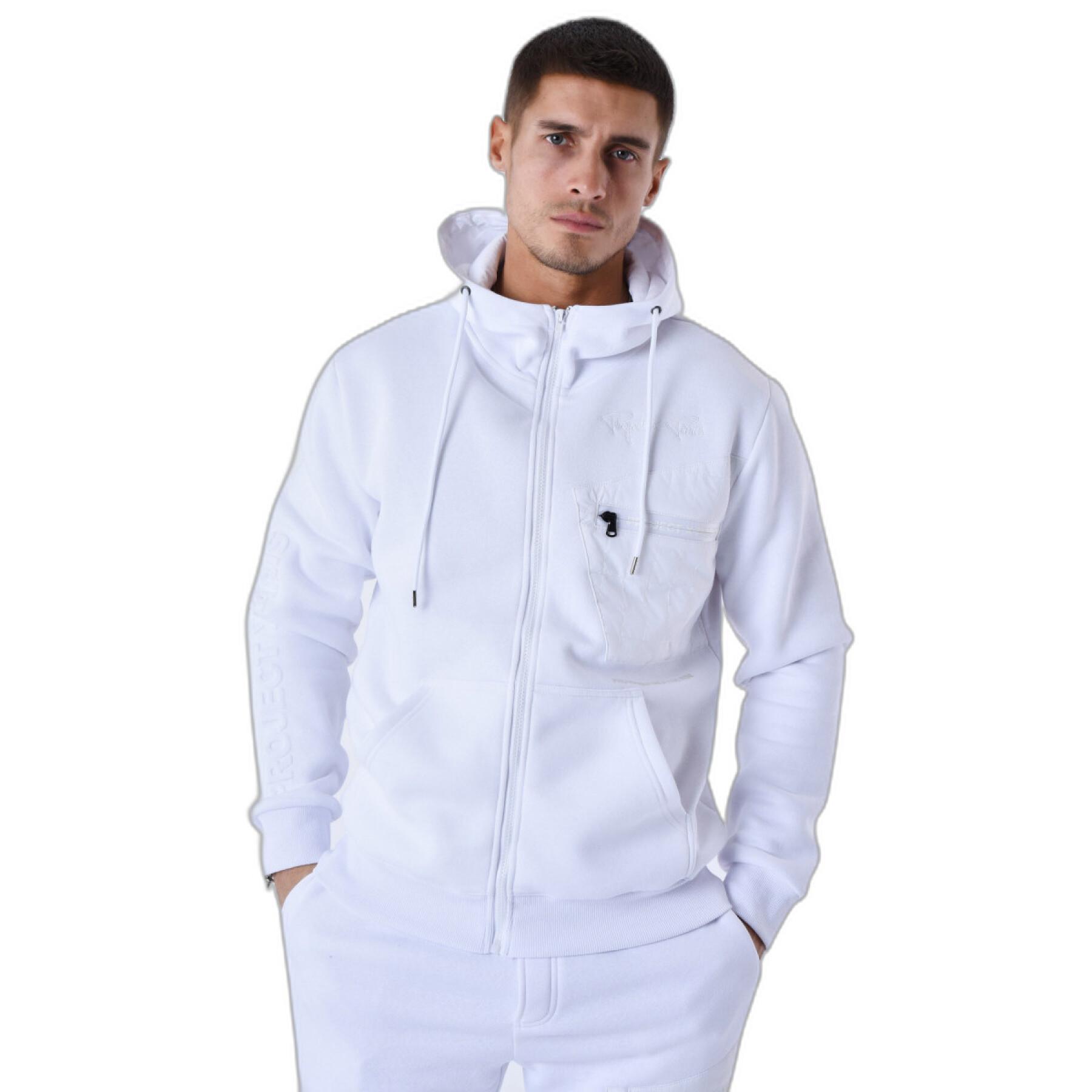 Hooded tracksuit jacket with bimaterial yoke Project X Paris