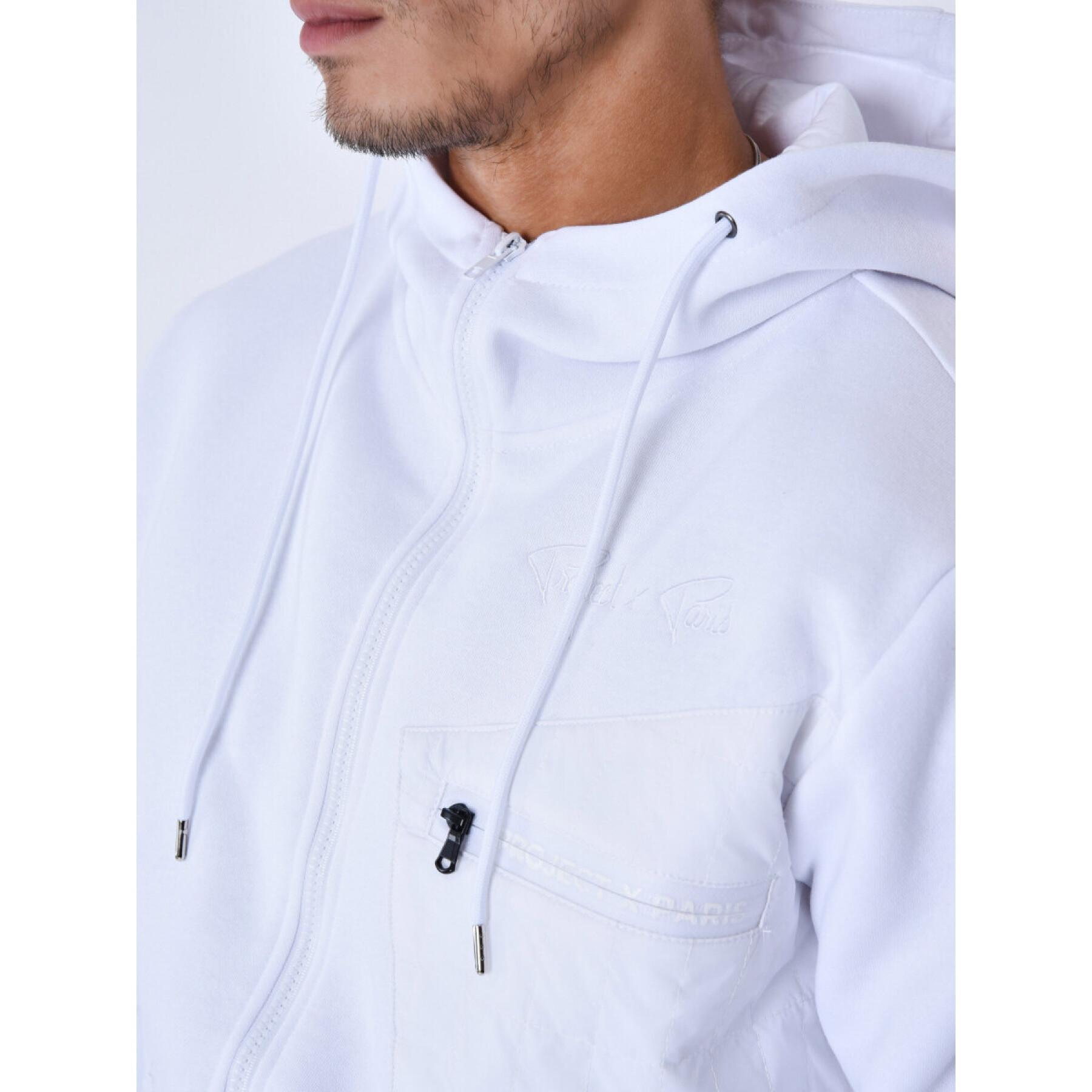 Hooded tracksuit jacket with bimaterial yoke Project X Paris