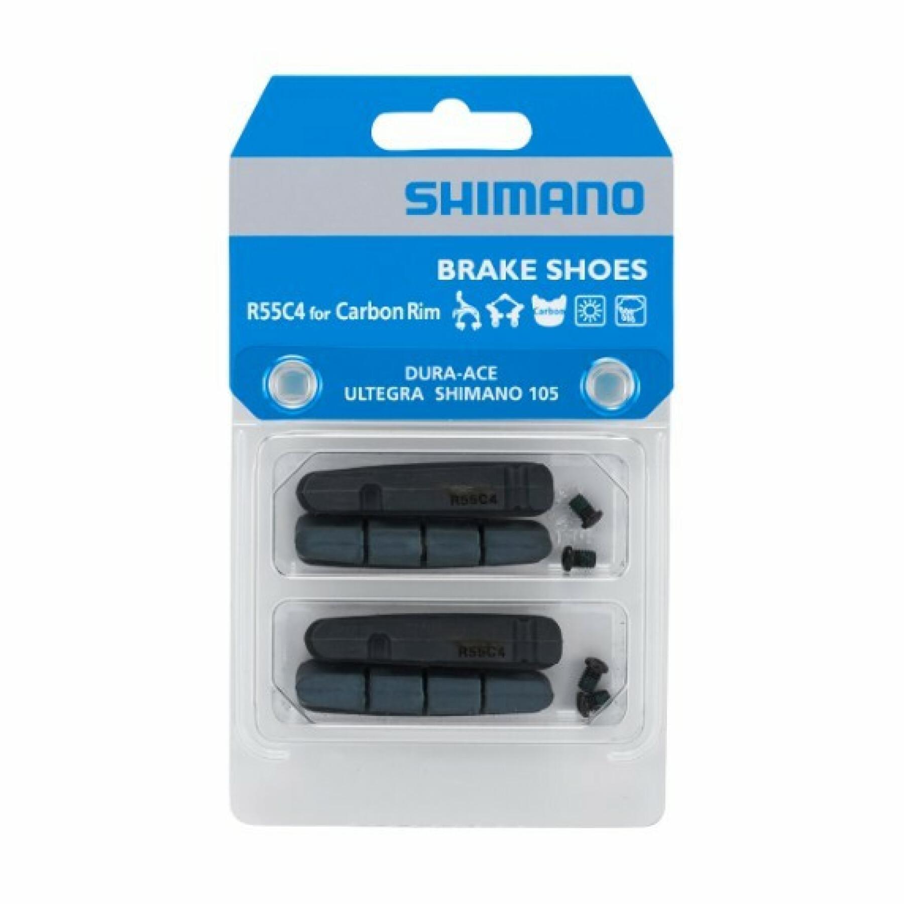 Set of 2 pairs of brake pads r55c4 and fixing bolts for carbon rim Shimano
