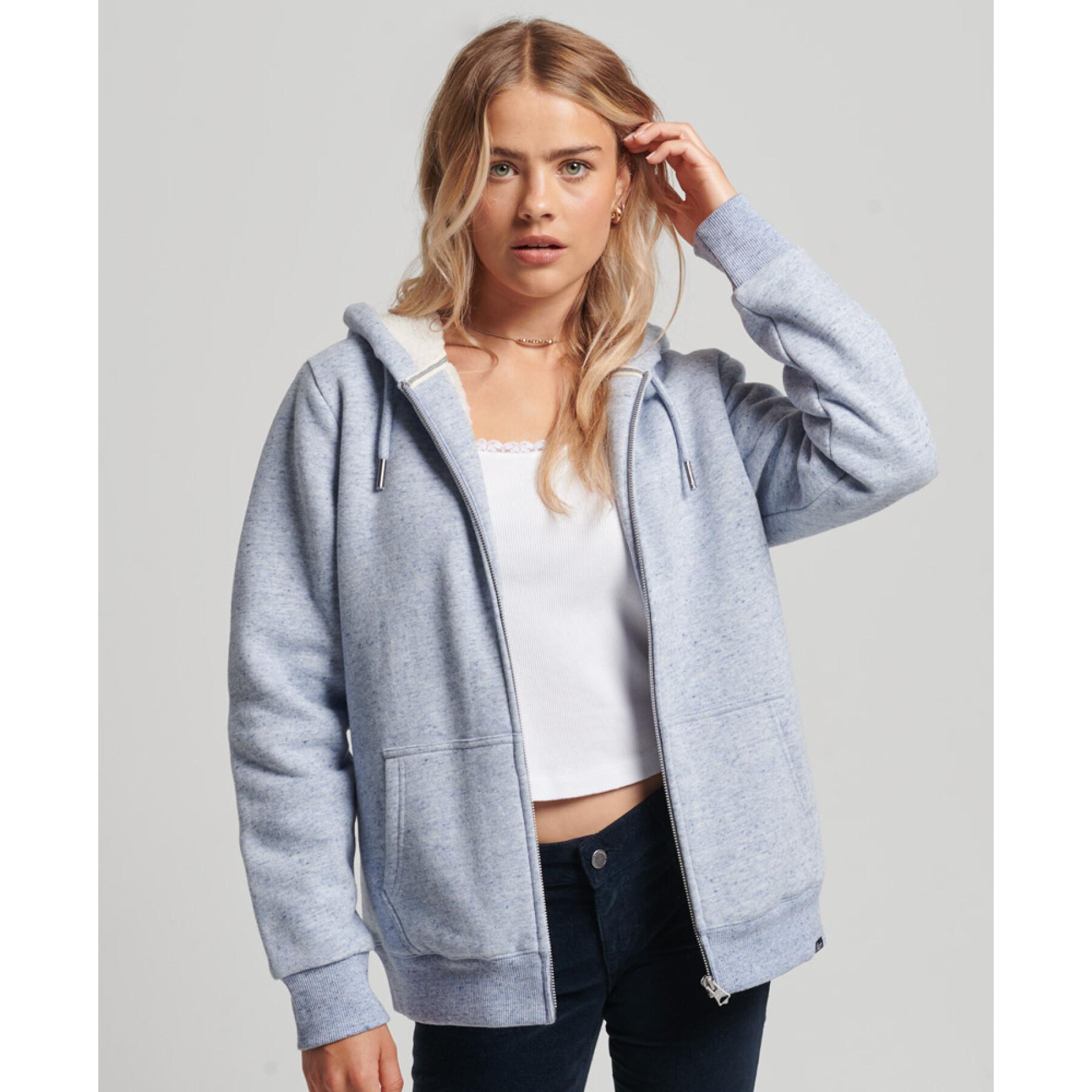 Women's zip-up hooded sweatshirt with fur lining Superdry