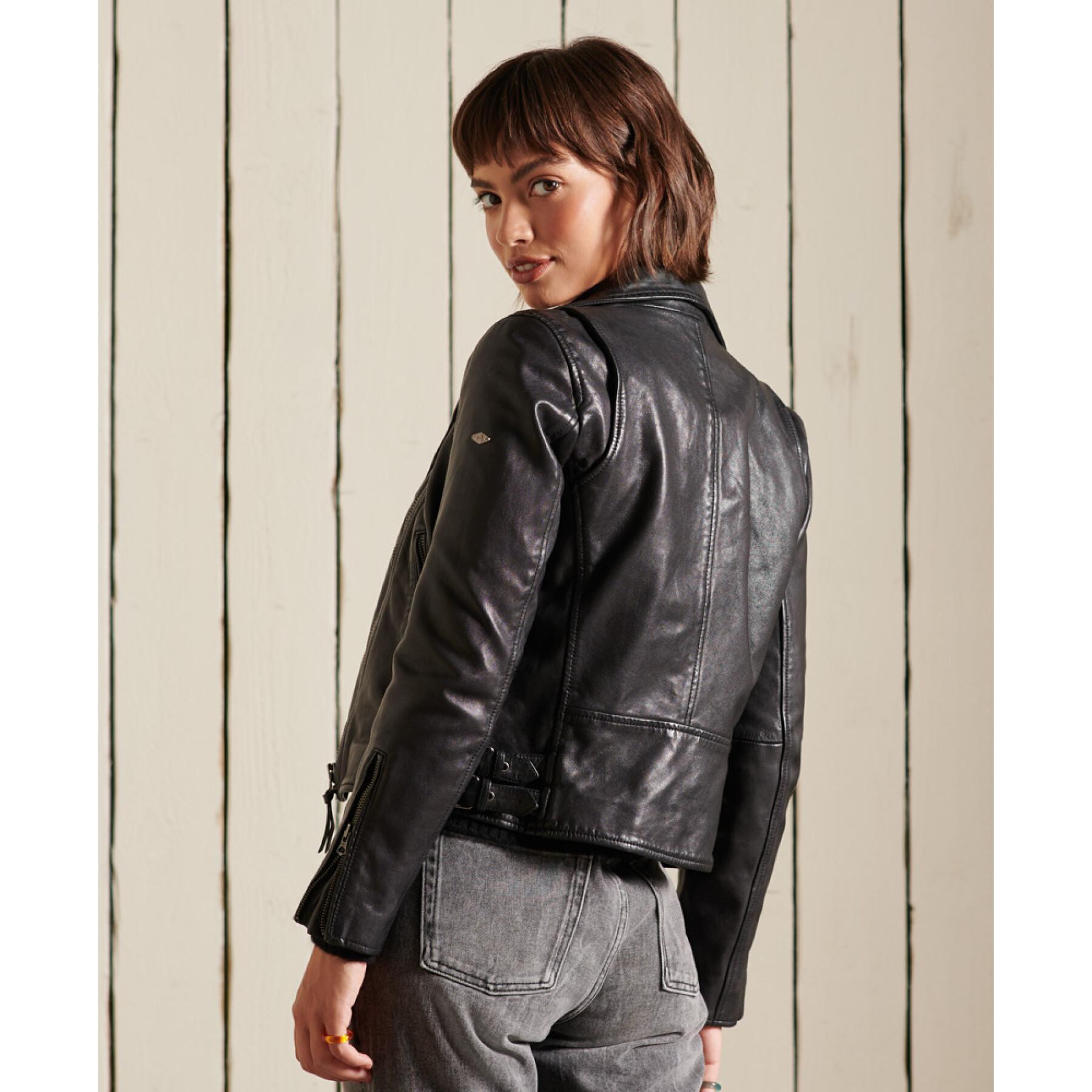 Classic leather biker jacket for women Superdry