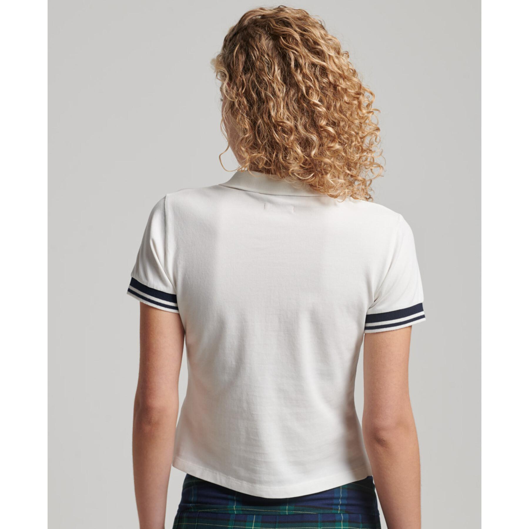 Women's organic cotton zip polo shirt Superdry Vintage