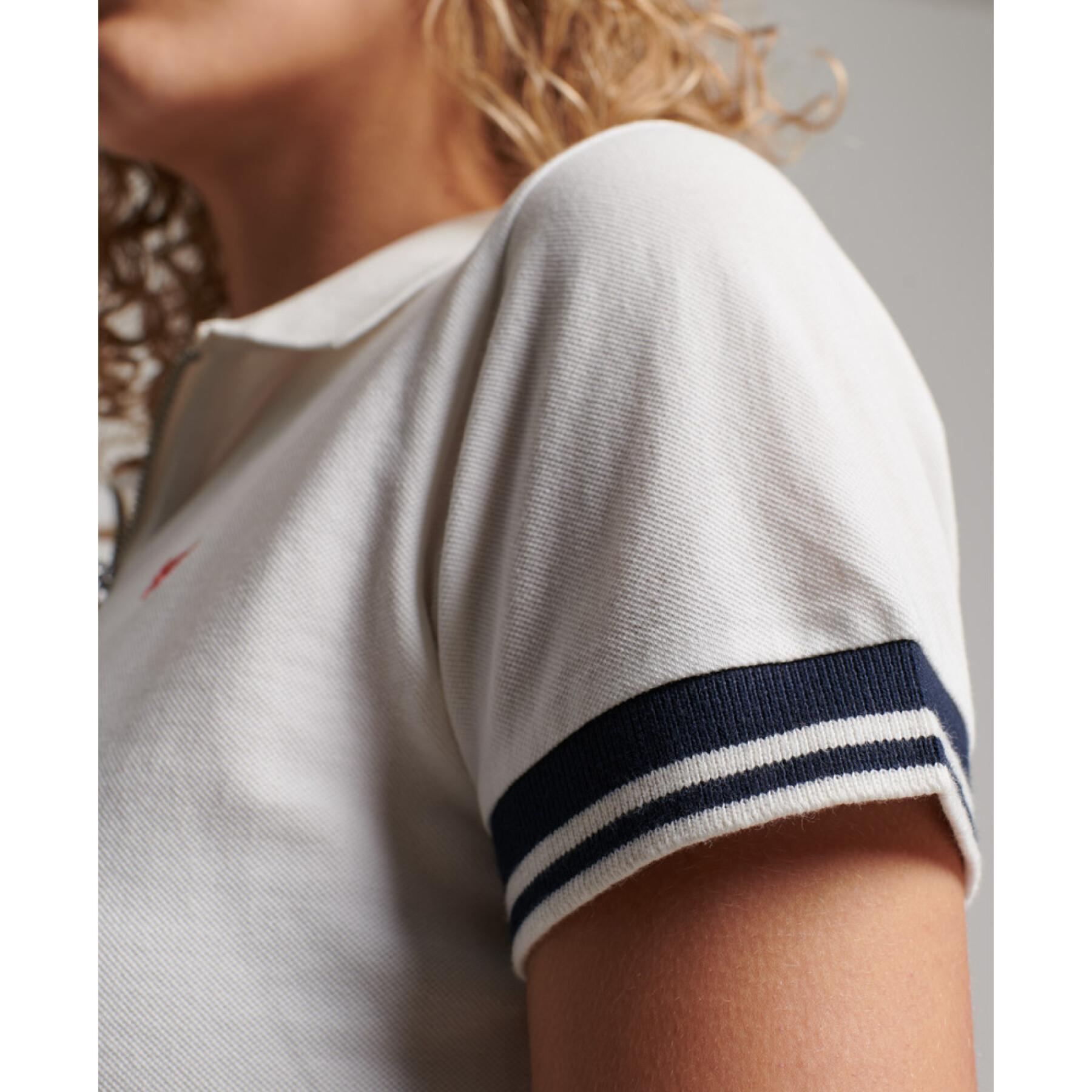 Women's organic cotton zip polo shirt Superdry Vintage