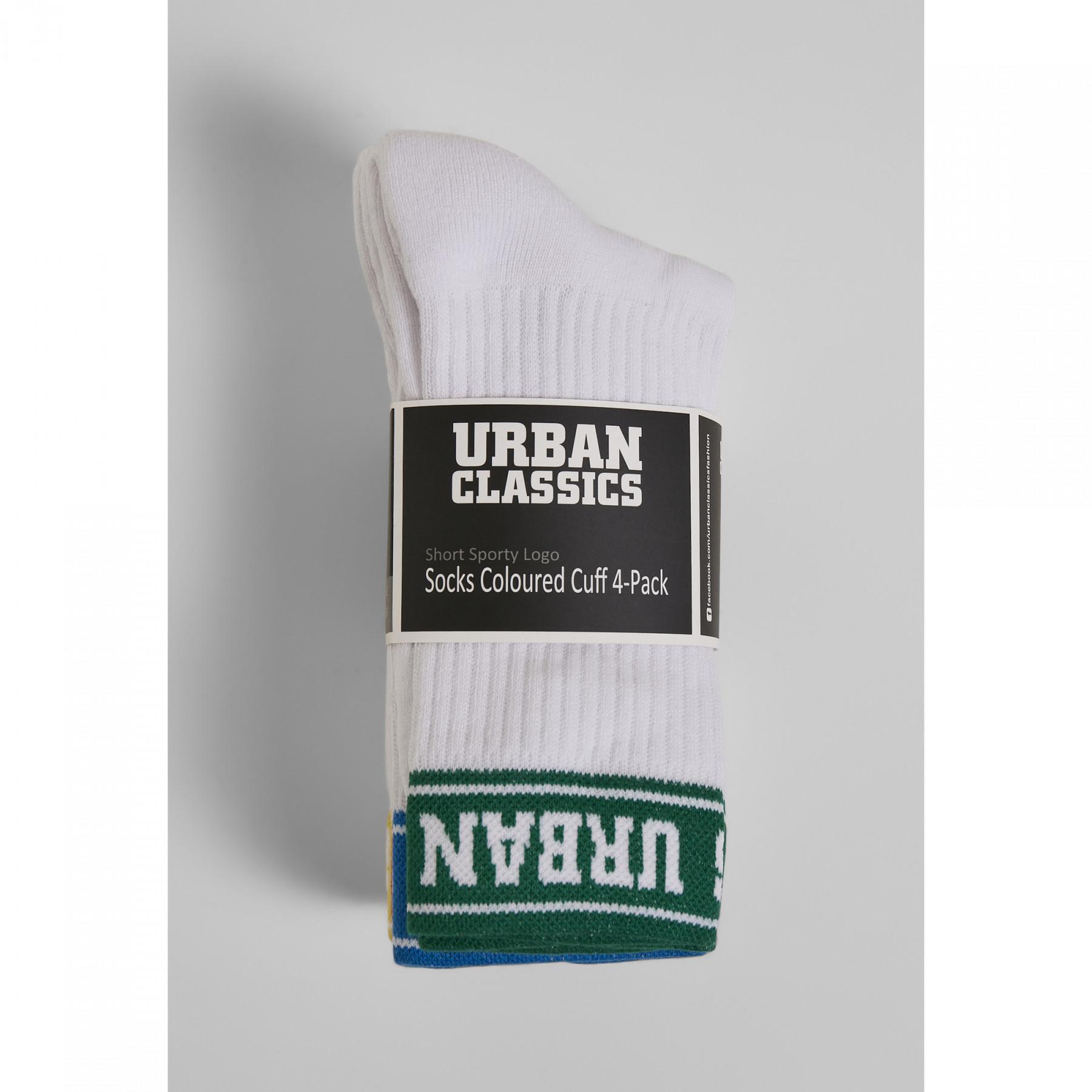 Socks Urban Classics short sporty logo coloured cuff (4pcs)
