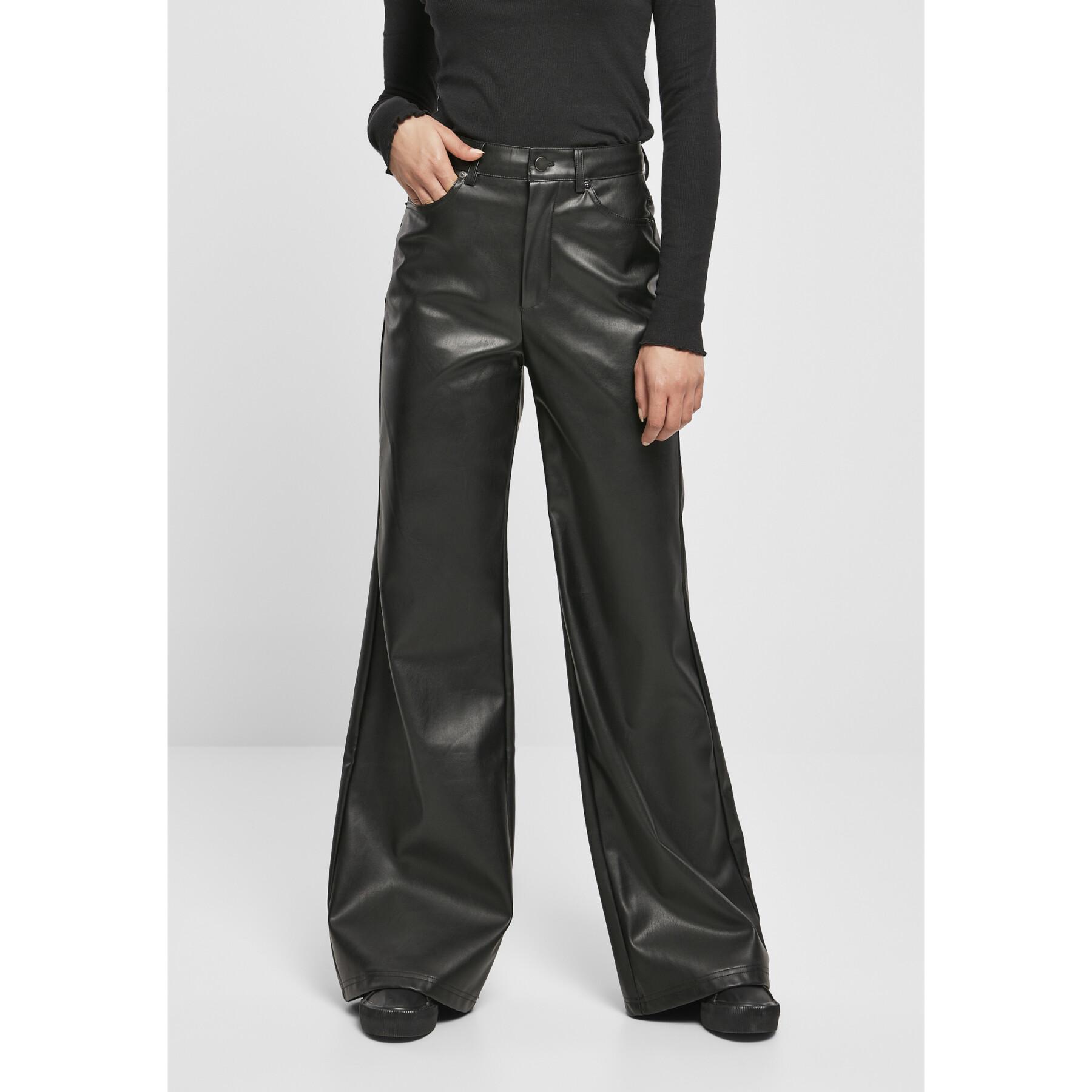 Women's trousers Urban Classics faux leather wide leg (GT)