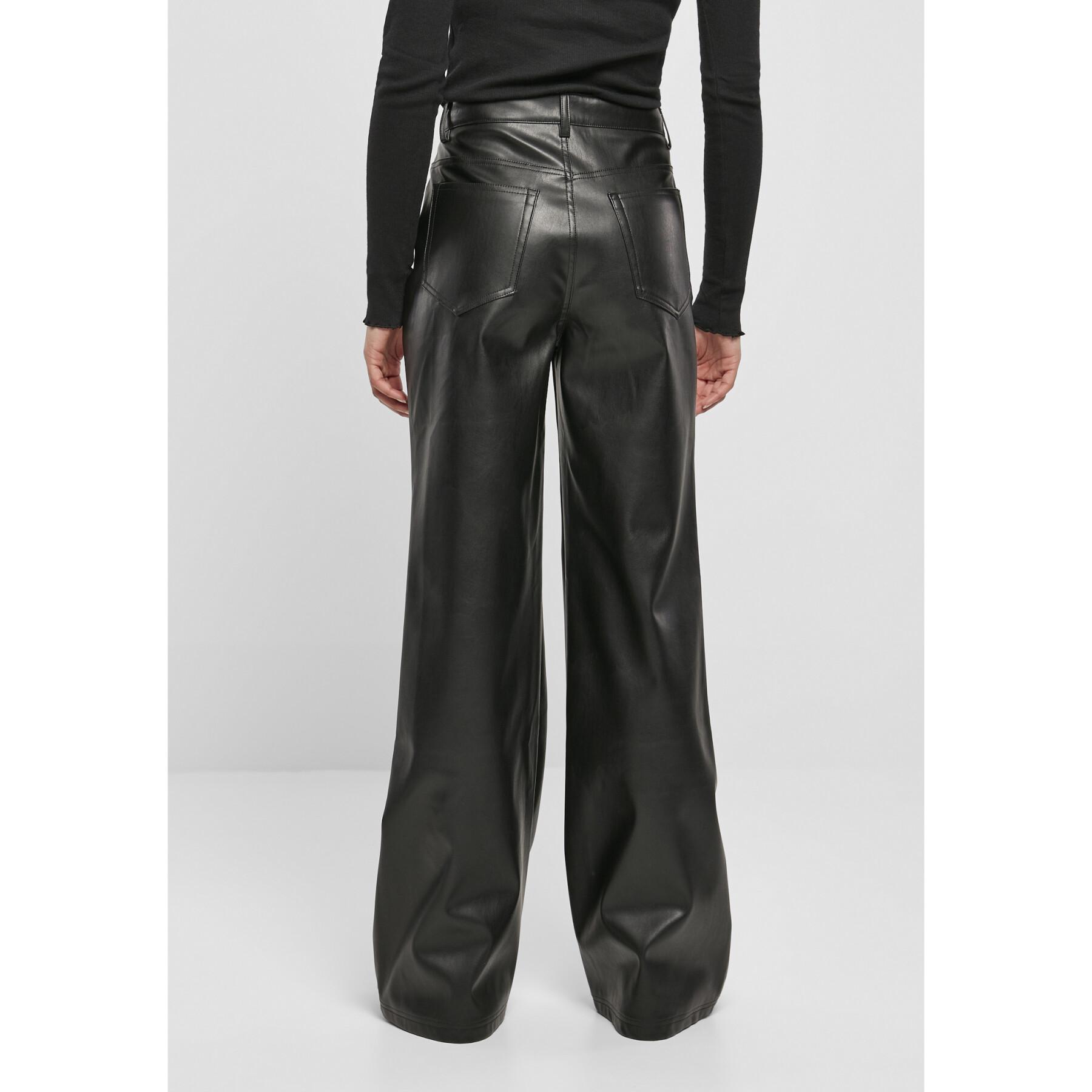 Women's trousers Urban Classics faux leather wide leg (GT)