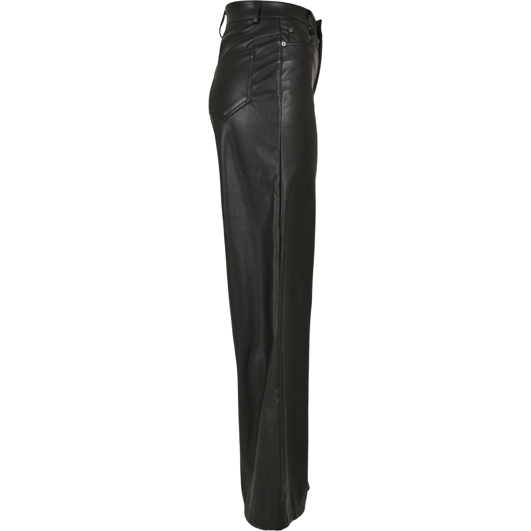 Women's trousers Urban Classics faux leather wide leg