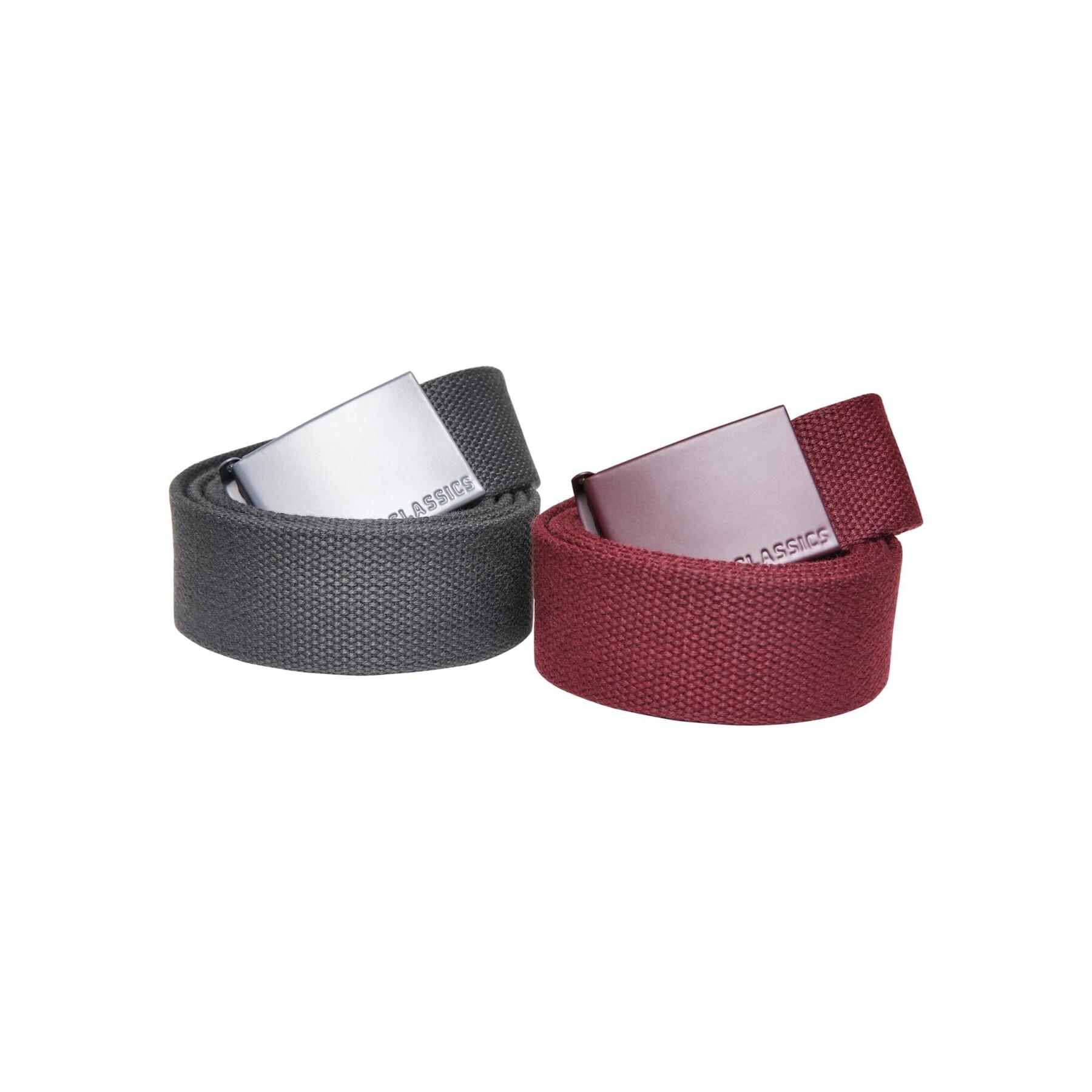 Canvas belts with colored buckles Urban Classics (x2)