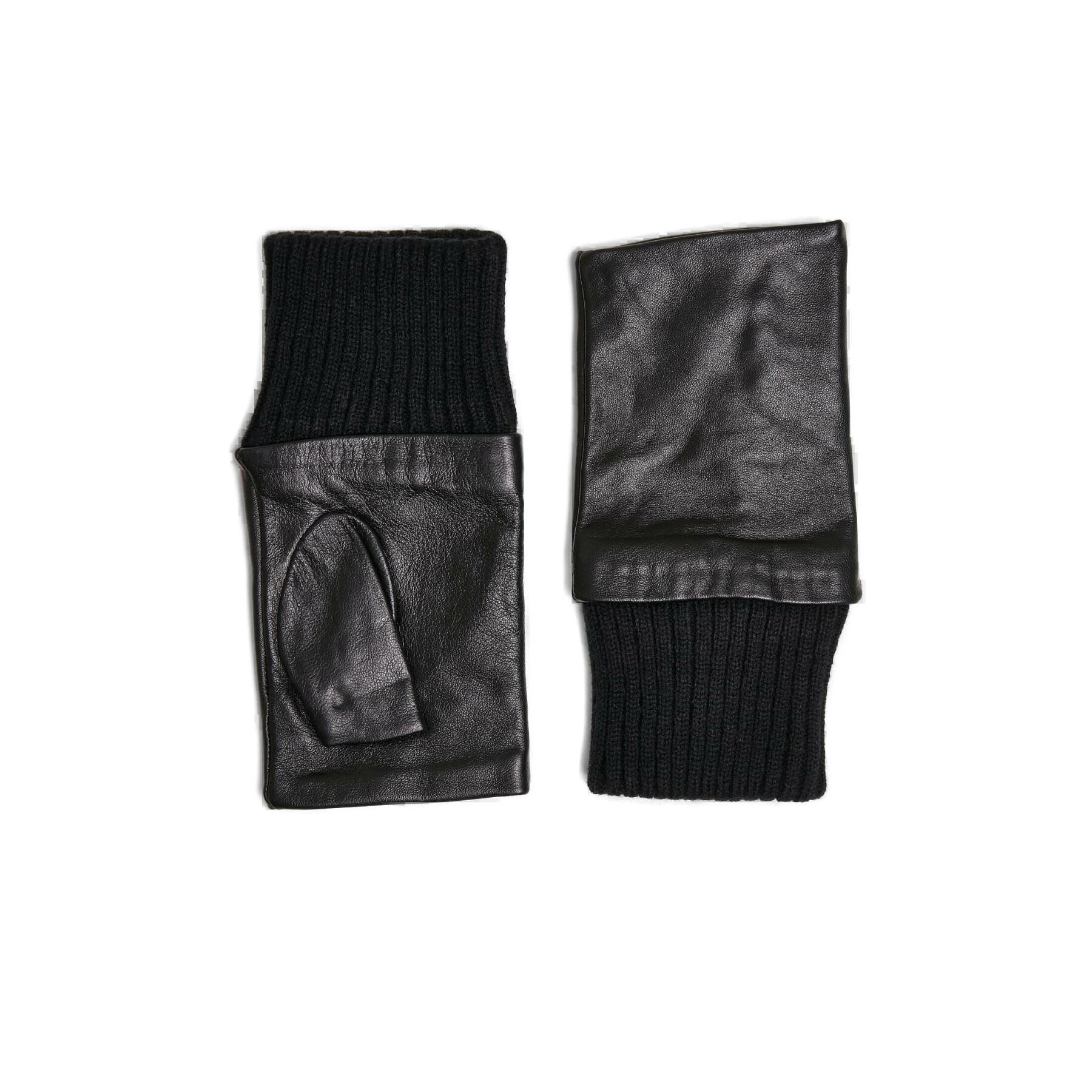 Synthetic leather half-finger gloves Urban Classics