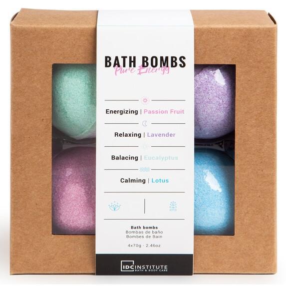 Box of 4 multicolored bath bombs IDC Institute Pure Energy