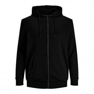 Hooded zip sweatshirt large size Jack & Jones Basic Noir
