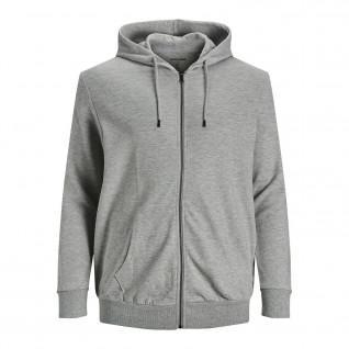 Hooded zip sweatshirt large size Jack & Jones Basic Gris