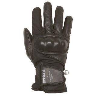 Leather wax fabric winter motorcycle gloves Helstons curtis