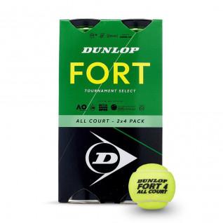 Set of 2 tubes of 4 tennis balls Dunlop fort all court