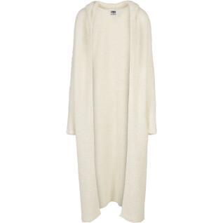 Women's long cardigan Urban Classics hooded feather- large sizes