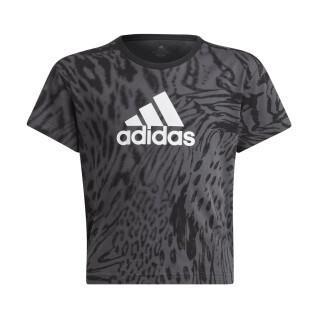 Regular cotton t-shirt with hybrid animal print girl adidas Future Icons
