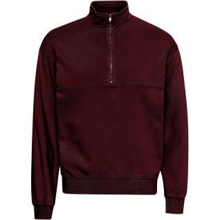 Sweatshirt 1/4 zip Colorful Standard Organic oxblood red