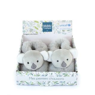 Slippers with rattle baby Doudou & compagnie Unicef - Koala