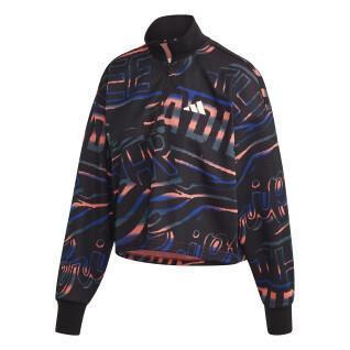 Sweatshirt woman adidas Allover Print Doubleknit Half-Zip