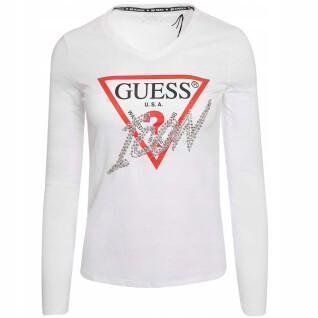 Women's long sleeve v-neck T-shirt Guess Icon