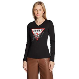 Women's long sleeve v-neck T-shirt Guess Icon