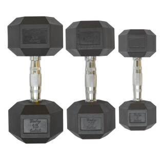 Pairs of Body-Solid Hexagonal rubber dumbbells2 kg