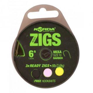 Korda Ready Zigs Barbless with waist pin size 10, 8lb