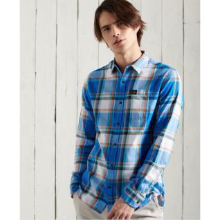 Superdry Men's Traditional Workwear Teal Blue Plaid L/S Woven Shirt