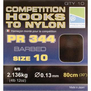 Hooks mounted Preston Competition 344 Hooks To Nylon Size 10