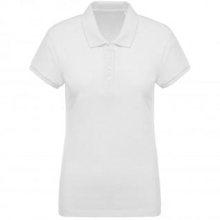 Women's polo shirt with white piqué sleeves