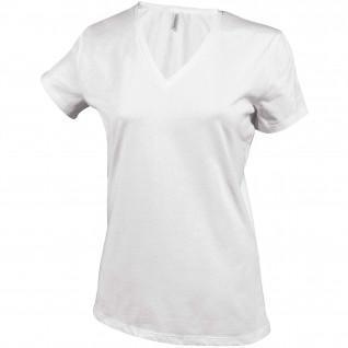 Women's cotton T-shirt Kariban Col V blanc