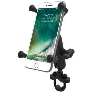 Motorcycle smartphone holder medium arm u-shaped handlebar mount RAM Mounts X-Grip®