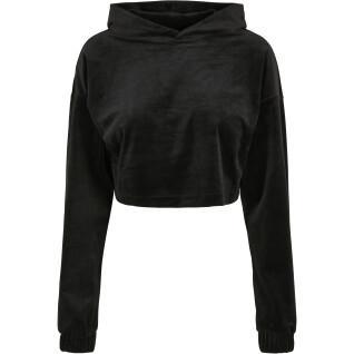 Women's hooded sweatshirt Urban Classics cropped velvet oversized