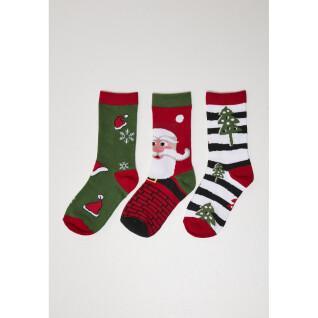 Set of 3 socks Urban Classics stripe santa christmas