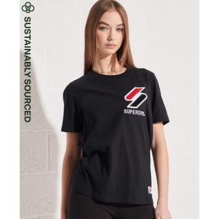 Women's chenille velvet and organic cotton T-shirt Superdry Sportstyle