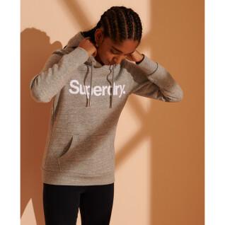 Women's logo flocked hoodie Superdry Core