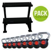 Pack of 8 kettlebells + weight rack Leader Fit