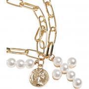 Necklace Urban Classics pearl cross layering